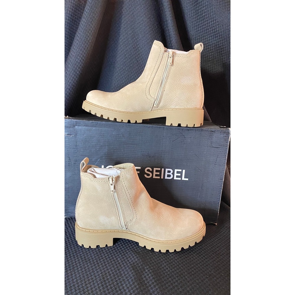 Josef Seibel Marta 03 Creme Leather Ankle Lug Sole Boots 37 NEW